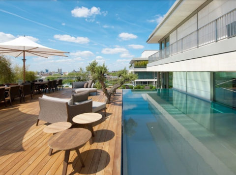 Luxury swimming pool with cedar decking